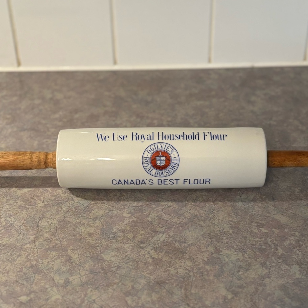 1900's Antique Ogilvie's Royal Household Flour Rolling Pin - Nippon - Bakeware